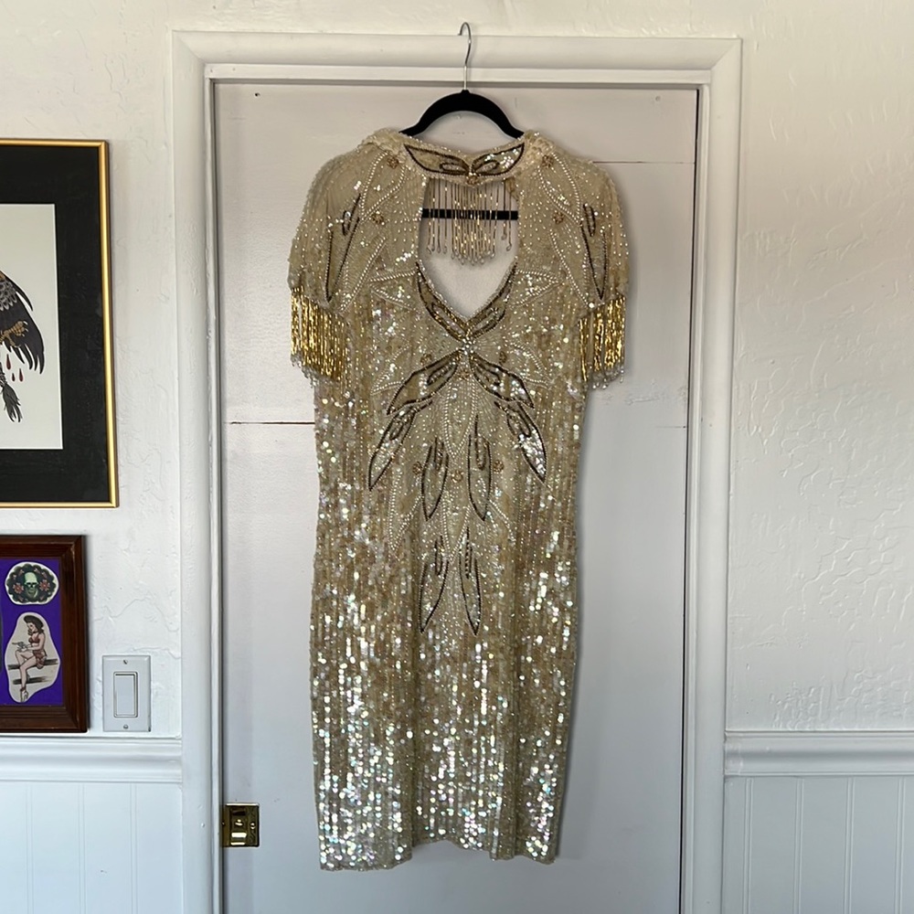 Beaded vintage ivory dress